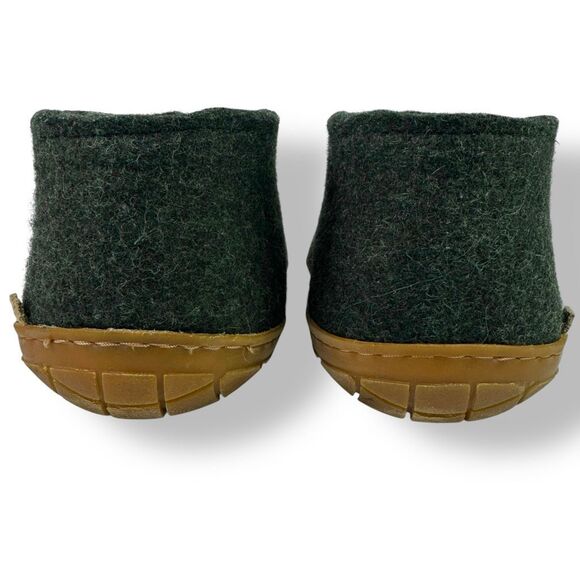 Glerups Wool Slip On Shoes Slippers Loafers Forest Green Honey Rubber 46 / 12 - Picture 10 of 12